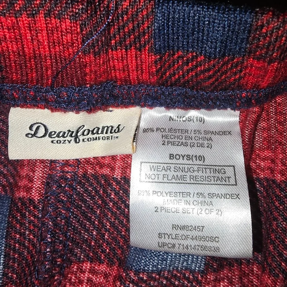 Dearfoams Boys Red and Blue Plaid Pajama Bottoms Size 10